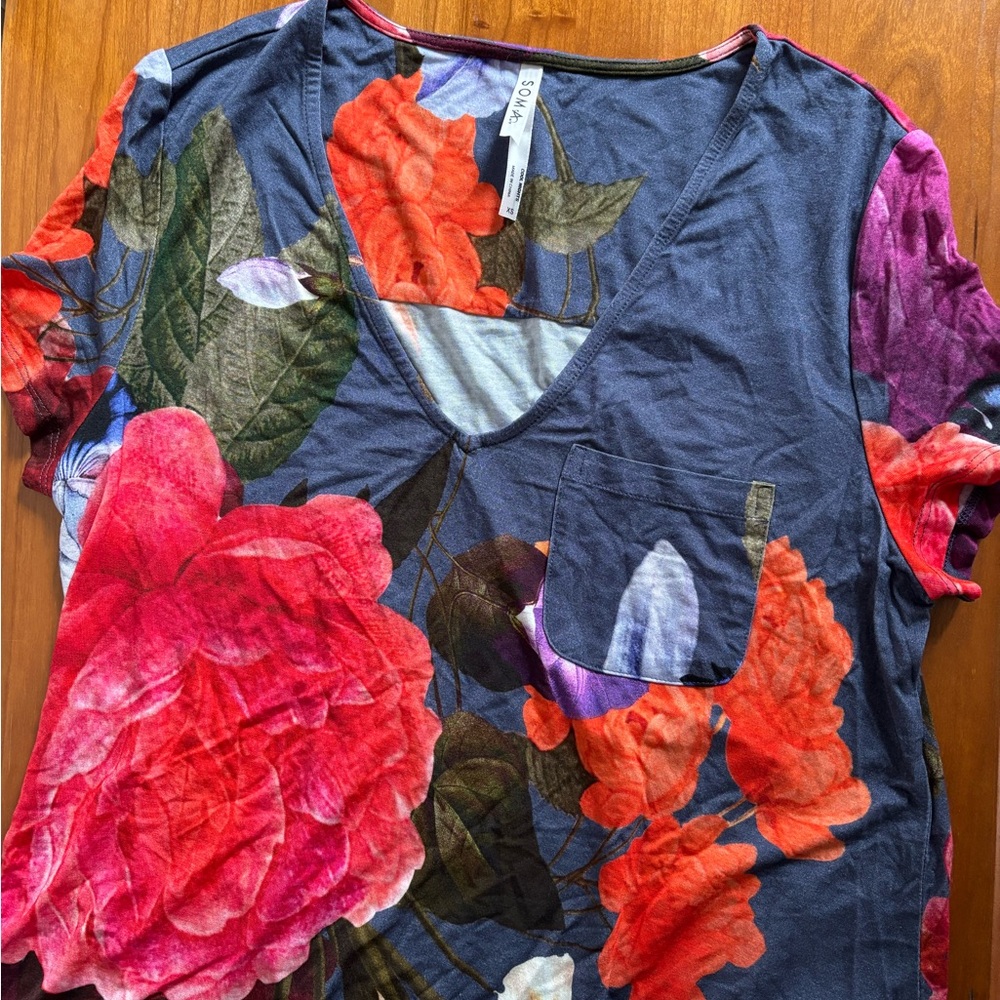 Soma Multicolor Floral Short Sleeve Sleepshirt - Picture 4 of 5